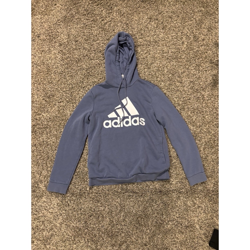 Adidas Blue Hoodie Pullover Sweatshirt Women’s Medium with Pocket And Logo